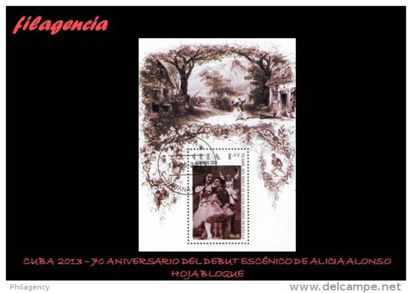 USADOS. CUBA. 2013-18 70 ANIVERSARIO DEL DEBUT ESCÉNICO DE ALICIA ALONSO EN EL BALLET GISELLE. HOJA BLOQUE - Used Stamps