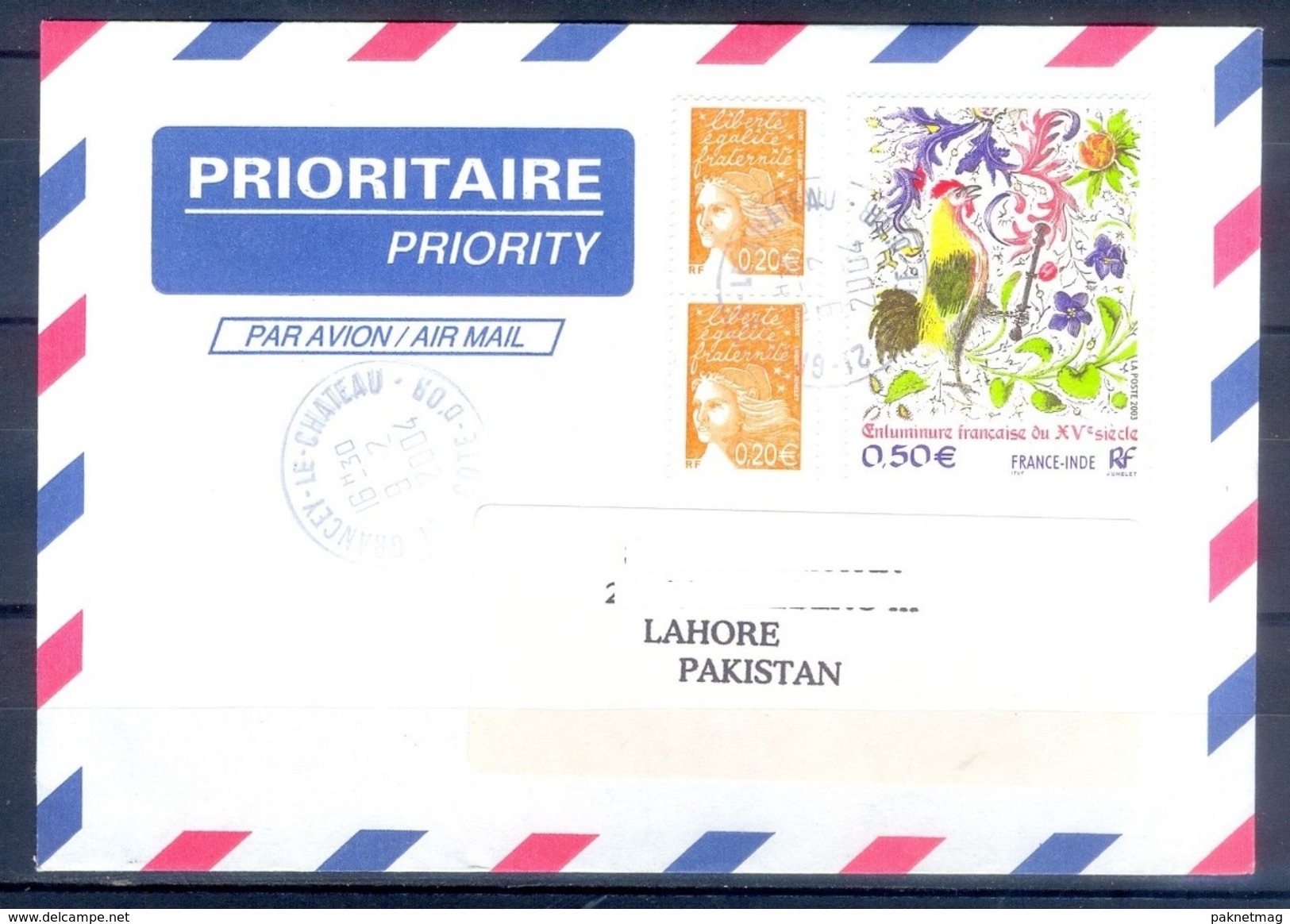 D443- Postal Used Cover Post From France To Pakistan. Joint Issue. Birds. Flowers. Plants. - Other & Unclassified