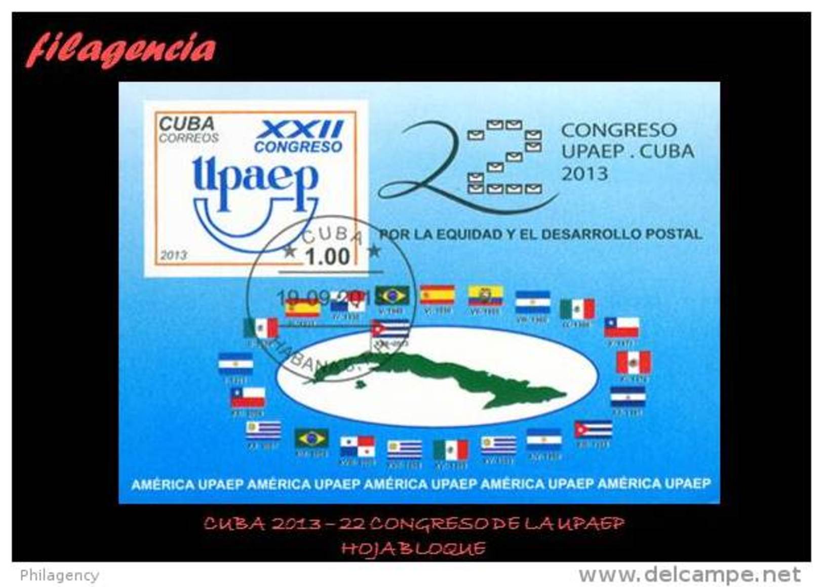 USADOS. CUBA. 2013-34 22 CONGRESO DE LA UPAEP EN LA HABANA. HOJA BLOQUE - Usati