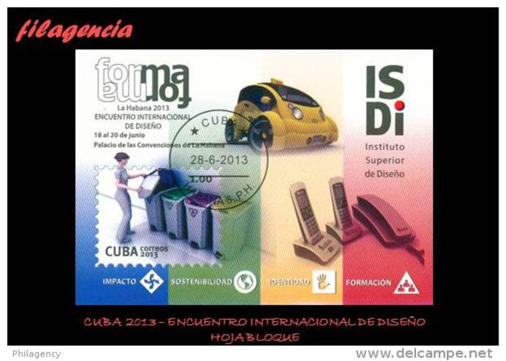 USADOS. CUBA. 2013-20 ENCUENTRO INTERNACIONAL DE DISEÑO FORMA 2013. HOJA BLOQUE - Used Stamps