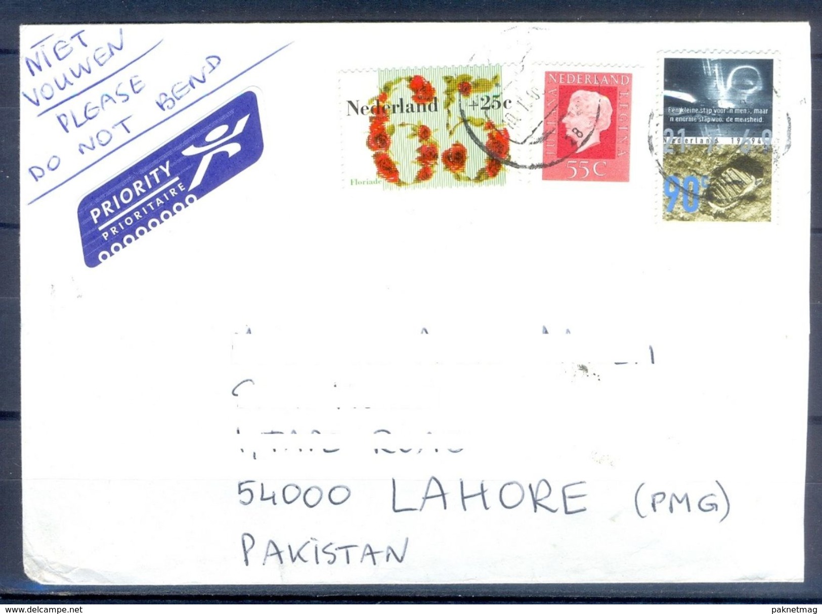 D478- Postal Used Cover. Posted From Netherlands To Pakistan. Flowers. Space. - Other & Unclassified