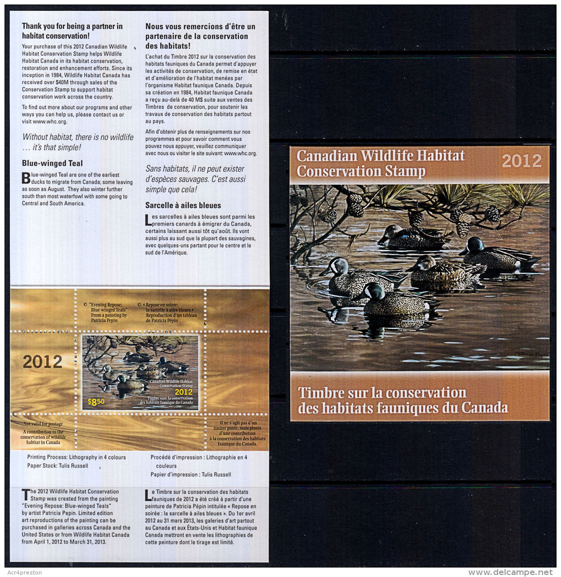 C0451 CANADIAN WILDLIFE HABITAT STAMP, 2012 Label In Presentation Pack, Conservation,  MNH - Other & Unclassified