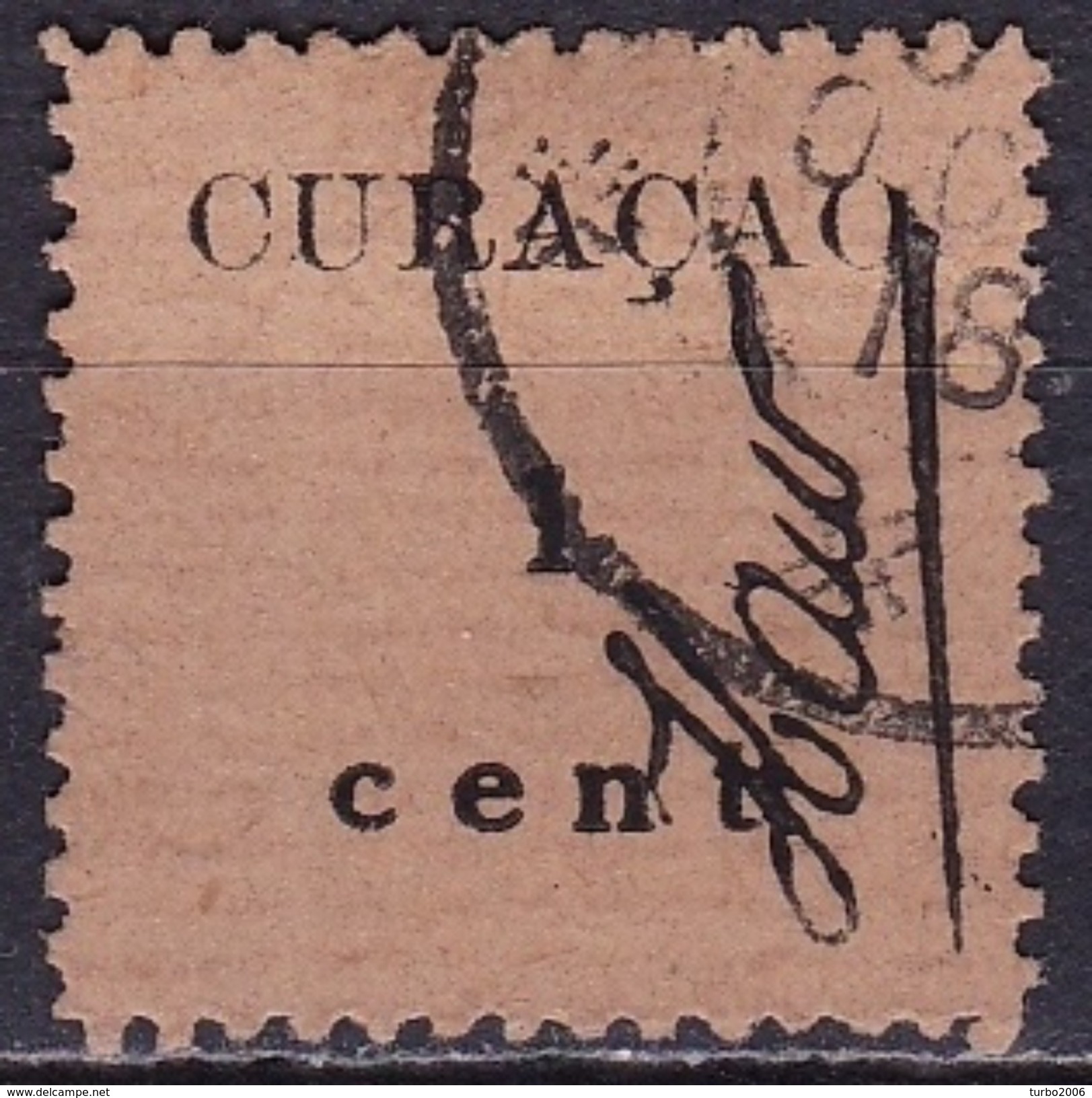 Curacao 1918 Hulpuitgifte 1 Cent Zwart Op Bruin NVPH 73 - Curaçao, Nederlandse Antillen, Aruba