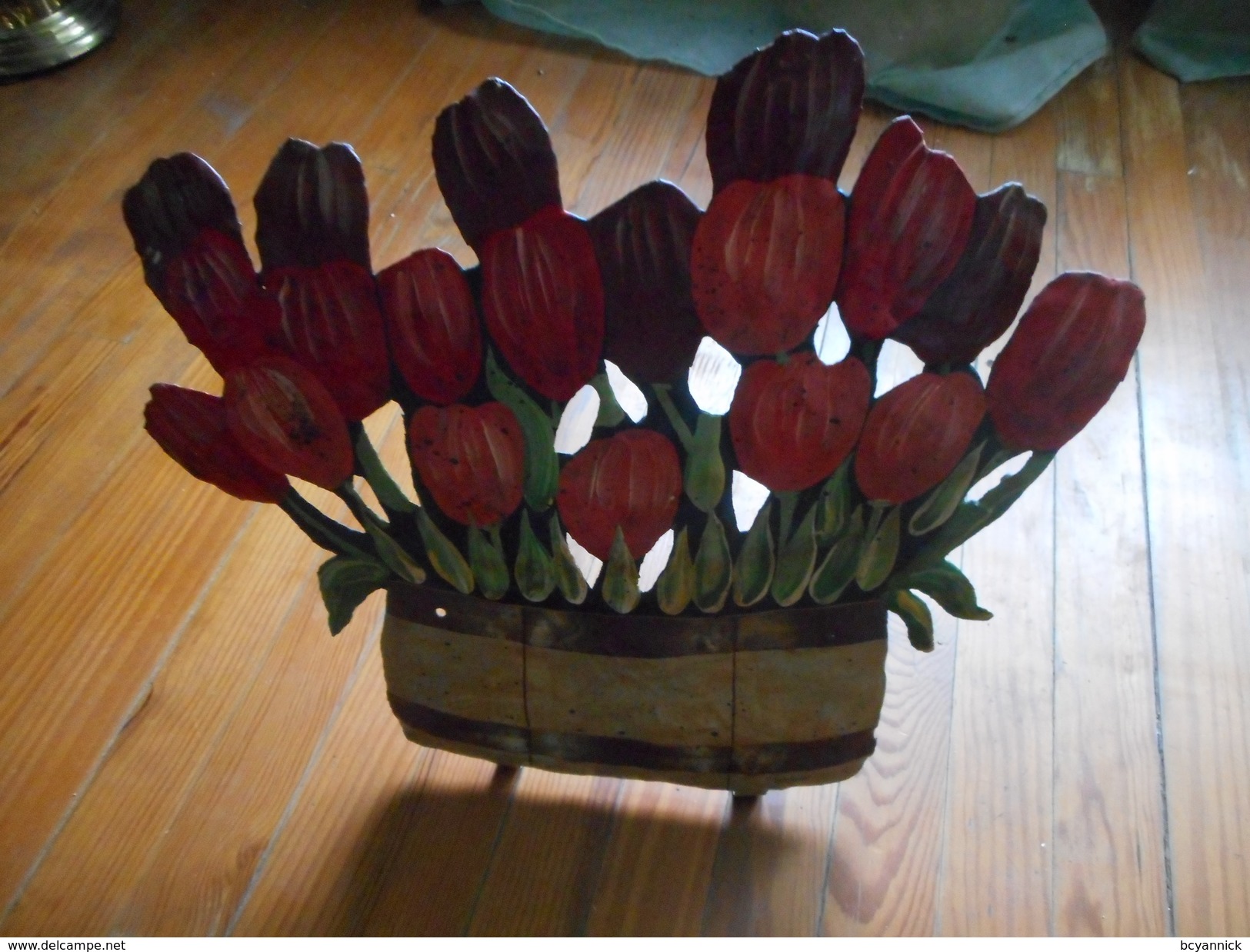 PLAQUE EN TOLE BOUQUET DE FLEUR SIGNE MICHELET - Tin Signs (after1960)