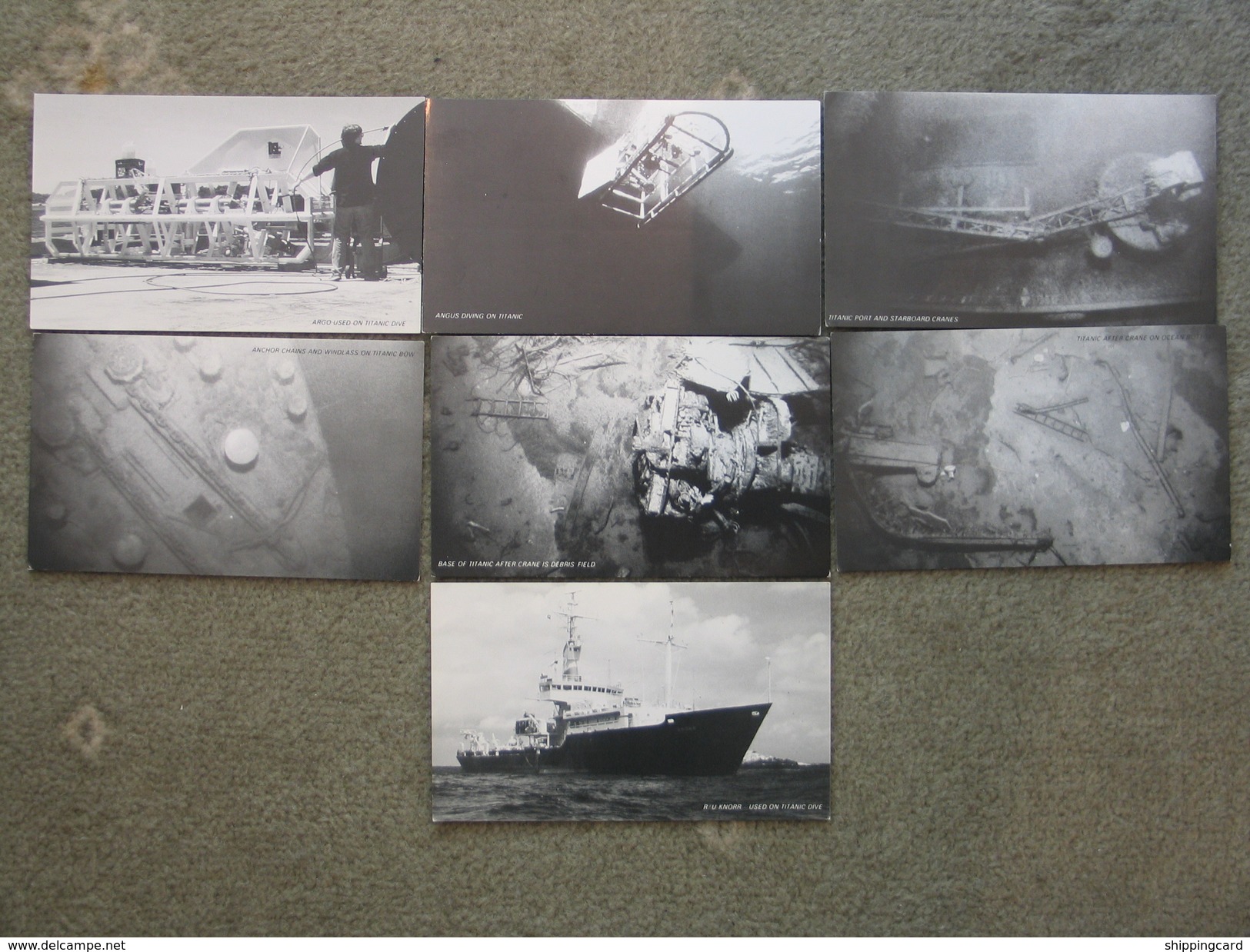 WHITE STAR LINE TITANIC SET OF 7 CARDS OF DIVE SITE - Paquebots