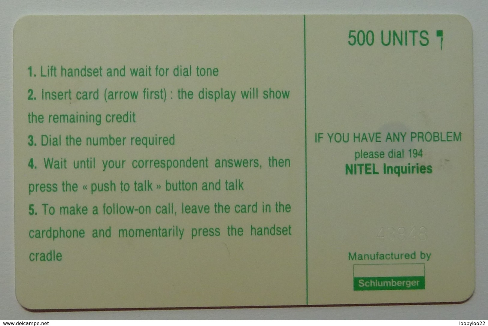 NIGERIA - Chip SC6 - Nitel - 500 Units - Green Logo - Used - Nigeria