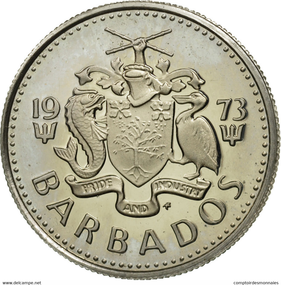 Monnaie, Barbados, 10 Cents, 1973, Franklin Mint, FDC, Copper-nickel, KM:12 - Barbados (Barbuda)