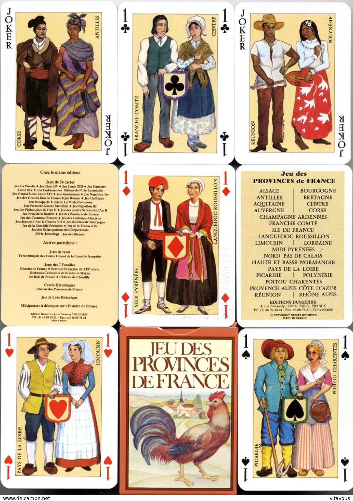 Provinces De France Tradition Costume Coutume  Jeu De 54 Cartes  Coq - 54 Cartes