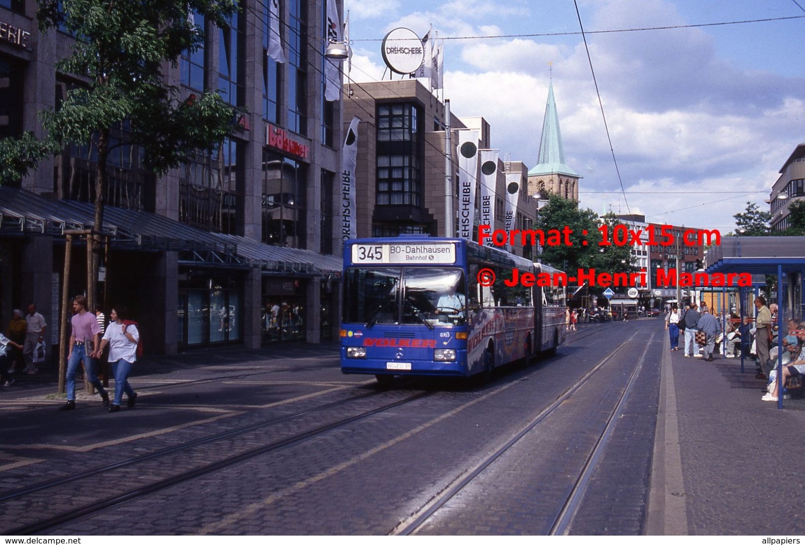 Reproduction Photographie D'un Bus Mercedes Ligne 345 BO-Dahlhausen à Bochum En Allemagne En 1993 - Sonstige & Ohne Zuordnung