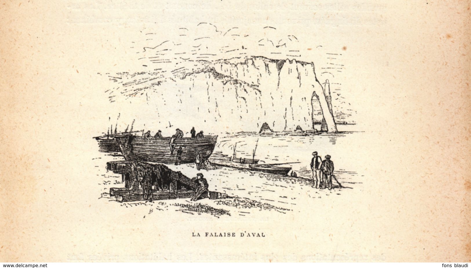 Vers 1890 - Gravure Sur Bois - Étretat (Seine-Maritime) - La Falaise D'aval - FRANCO DE PORT - Estampes & Gravures