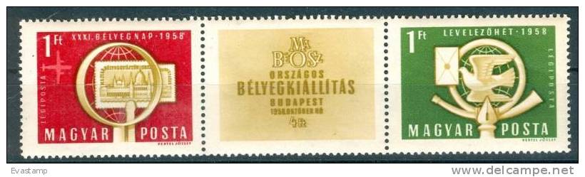 HUNGARY - 1958. 31st Stampday Stripe MNH!! - Unused Stamps