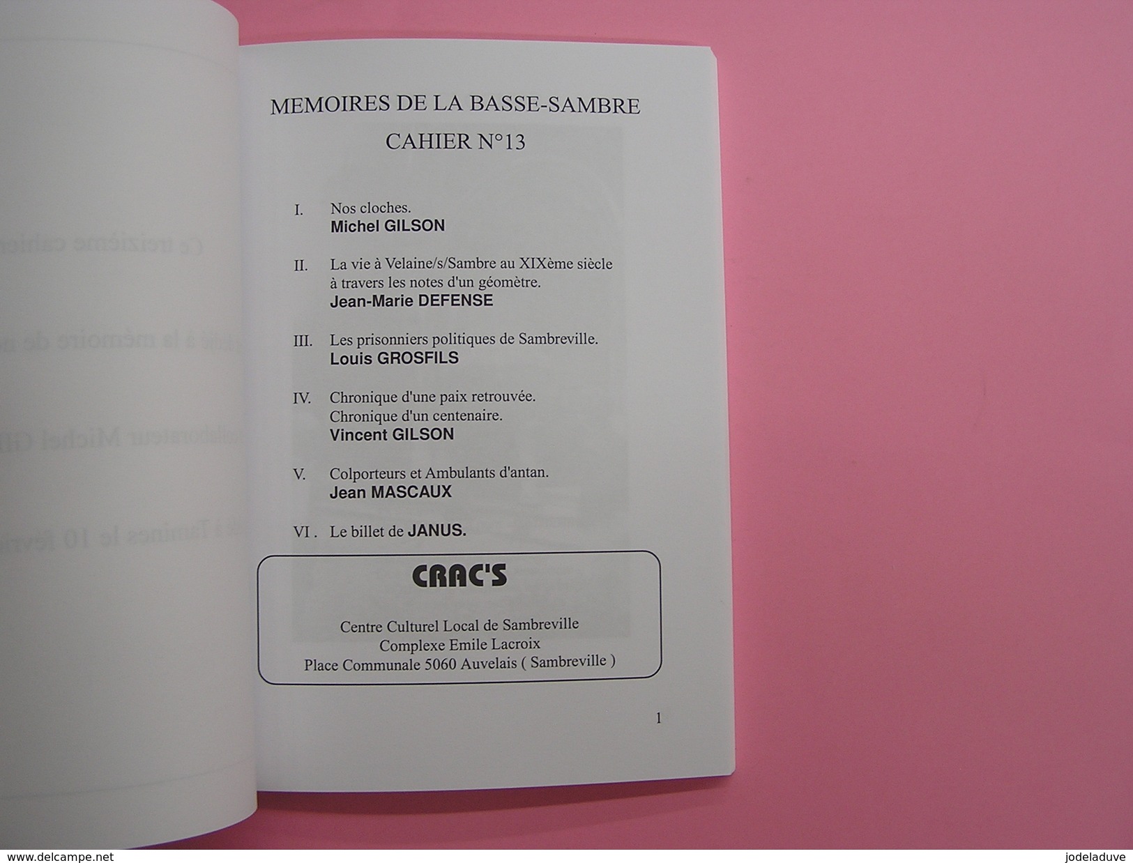 LES MEMOIRES DE LA BASSE SAMBRE N° 13 Régionalisme Industrie Velaine Prisonniers Sambreville Cloches Réquisition Guerre - Belgique