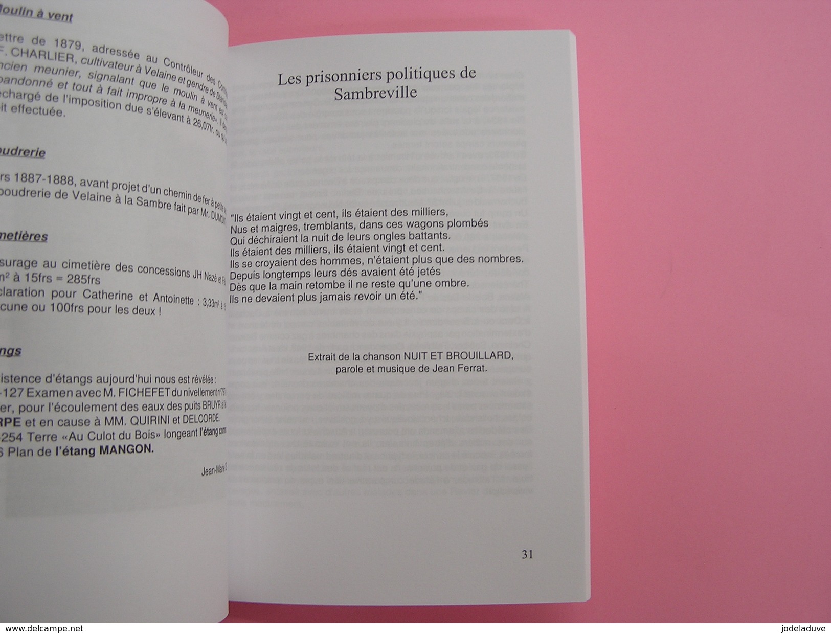 LES MEMOIRES DE LA BASSE SAMBRE N° 13 Régionalisme Industrie Velaine Prisonniers Sambreville Cloches Réquisition Guerre