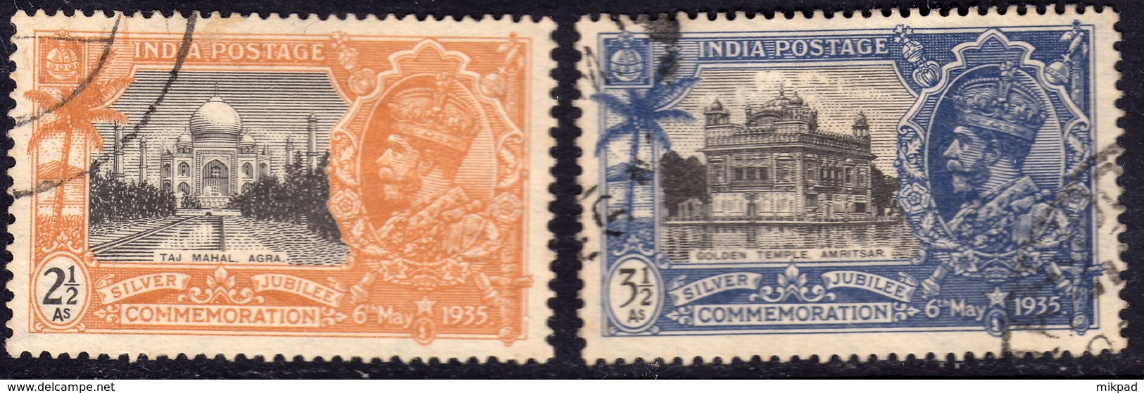 India 1935 S. Jubilee 2.5 A & 3.5 A SG244-5 - Fine Used - 1911-35 Roi Georges V