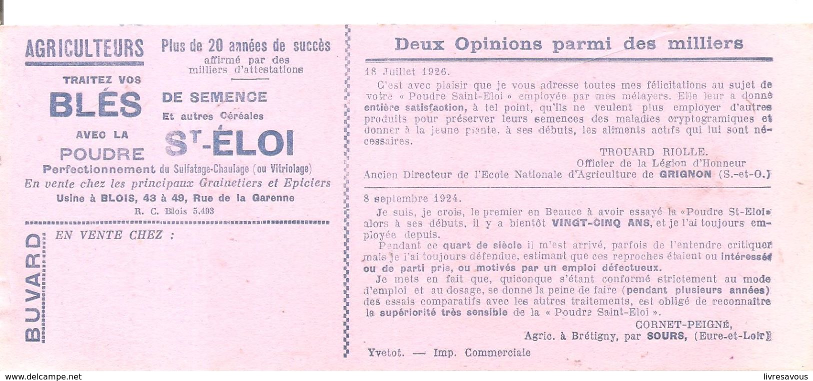 Buvard  ST-ELOI Agriculteurs Traitez Vos Blés Avec La Poudre ST-ELOI - Agriculture