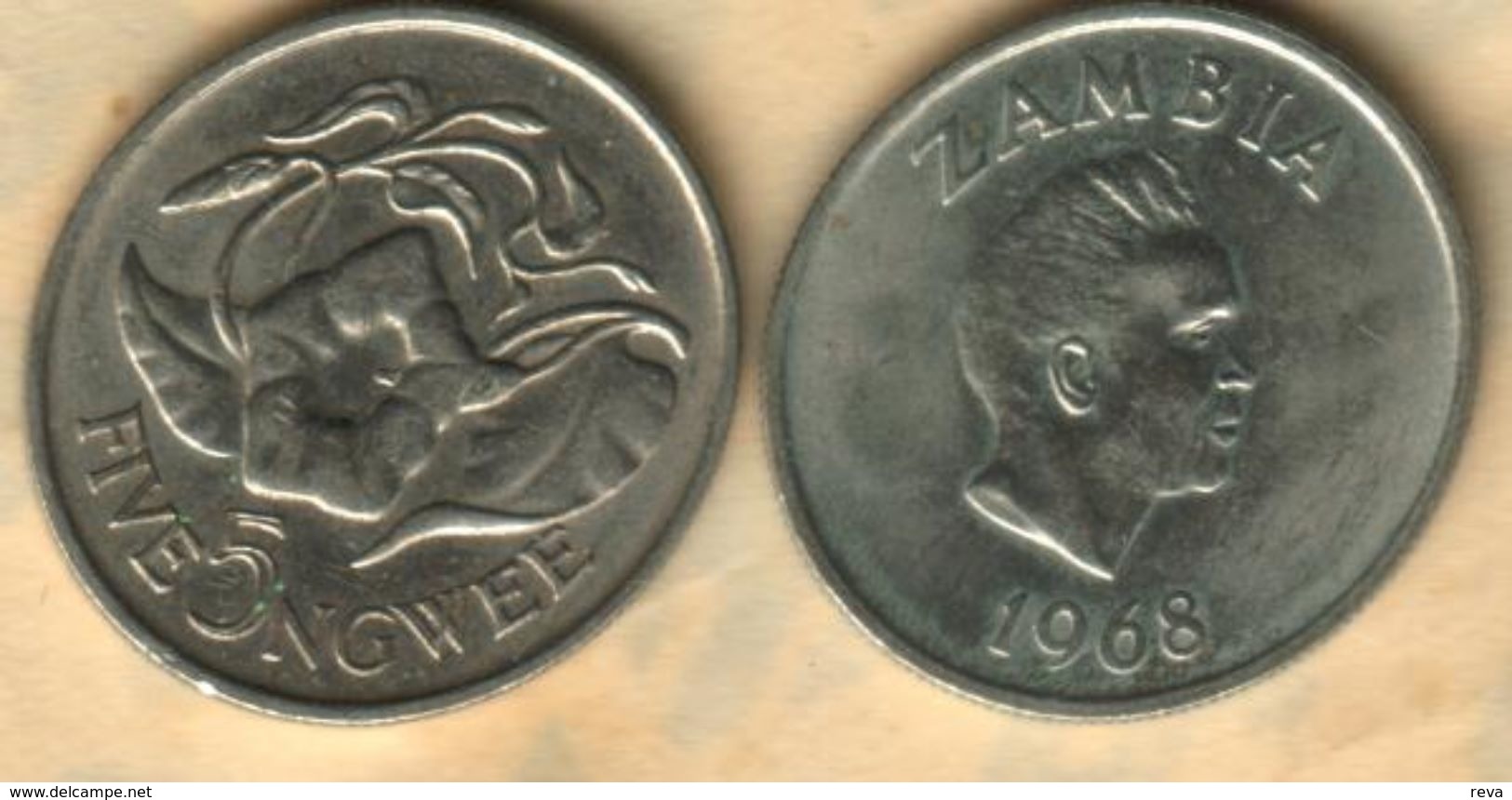 ZAMBIA 5 NGWEE FLOWER FRONT & KAUDA HEAD BACK 1ST ISSUE 1968 EF KM READ DESCRIPTION CAREFULLY !!! - Sambia