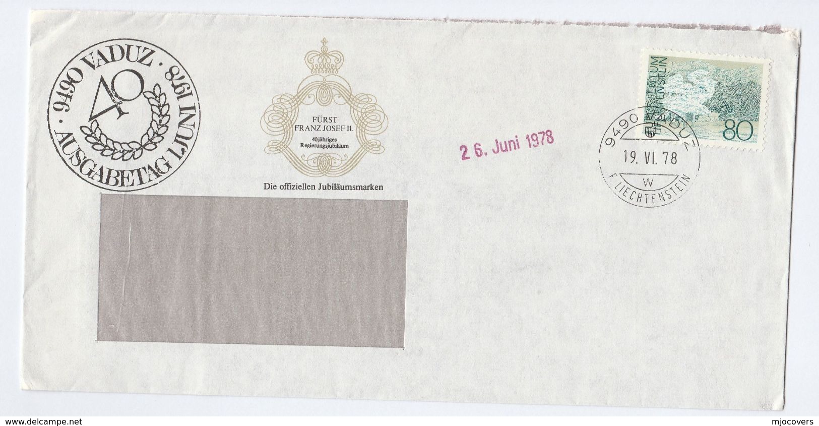 1978 LIECHTENSTEIN  COVER Stamps  Royalty Event Advert - Storia Postale