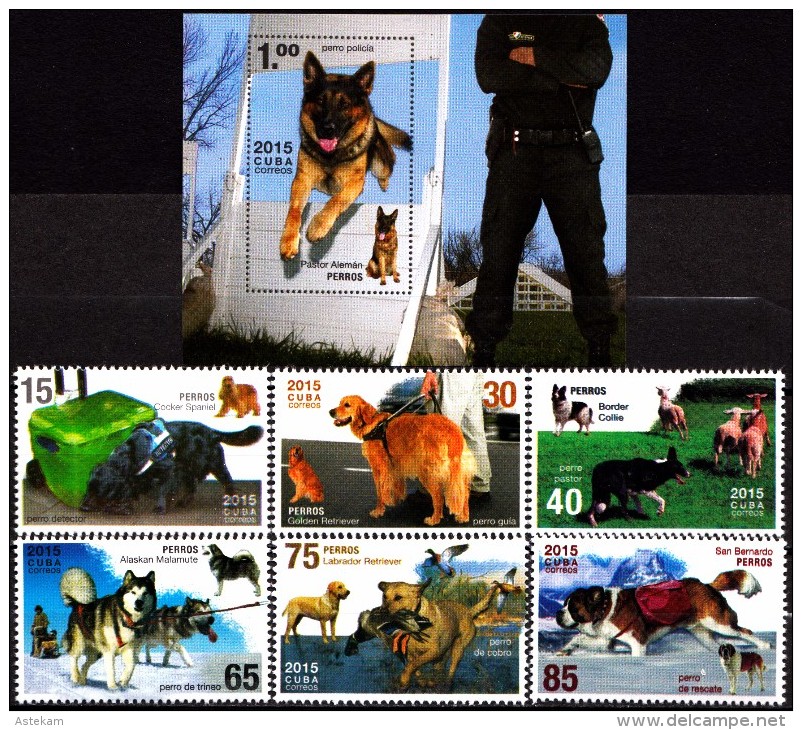 CUBA 2015, FAUNA, DOGS, COMPLETE, MNH SET With BLOCK, GOOD QUALITY, *** - Neufs