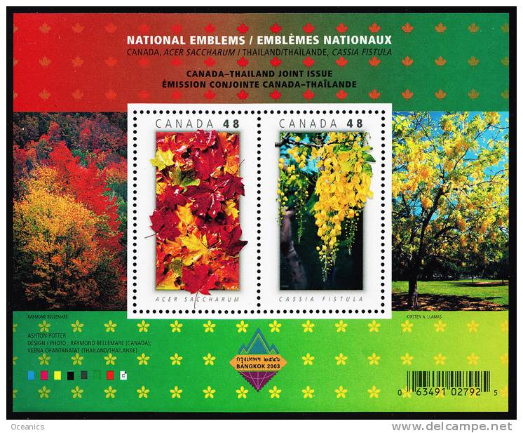 Canada (Scott No.2001b - Emblèmes Nationaux / National Emblems) [**] Feuillet / SS - Unused Stamps