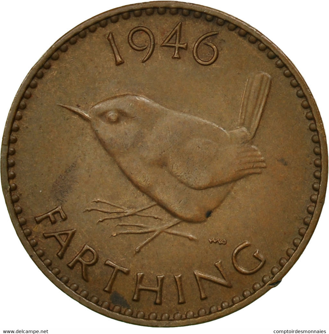 Monnaie, Grande-Bretagne, George VI, Farthing, 1946, TB+, Bronze, KM:843 - B. 1 Farthing