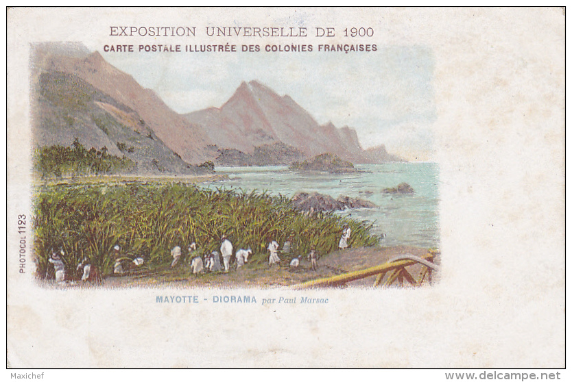 Carte Illustrée - Mayotte - Diorama Par Paul Marsac - Exposition Universelle De 1900 - Circulé Sans Date, Sous Enveloppe - Mayotte