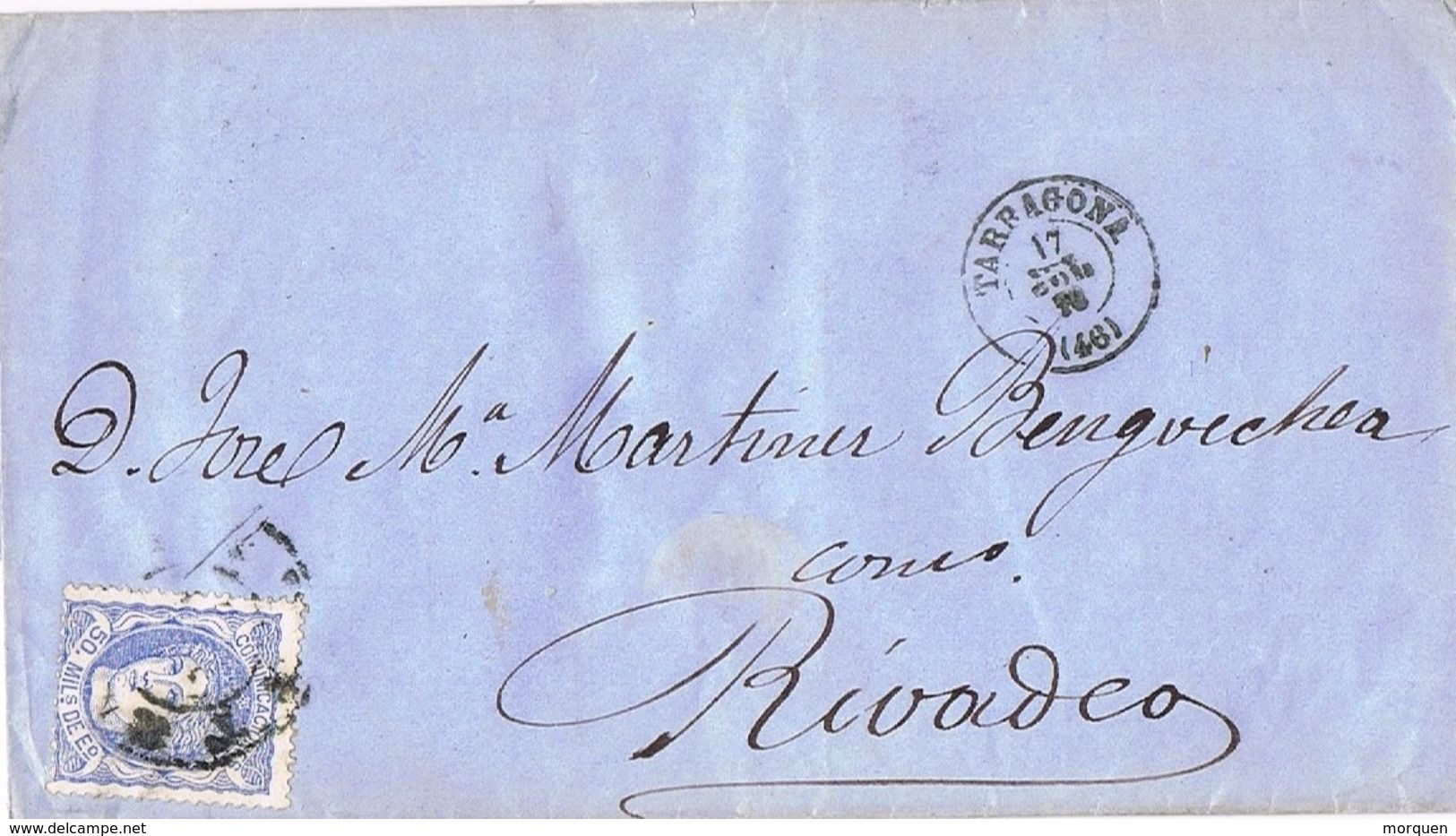 24639. Envuelta TARRAGONA 1870. Rueda De Carreta Modificada  46. Alegoria - Cartas & Documentos