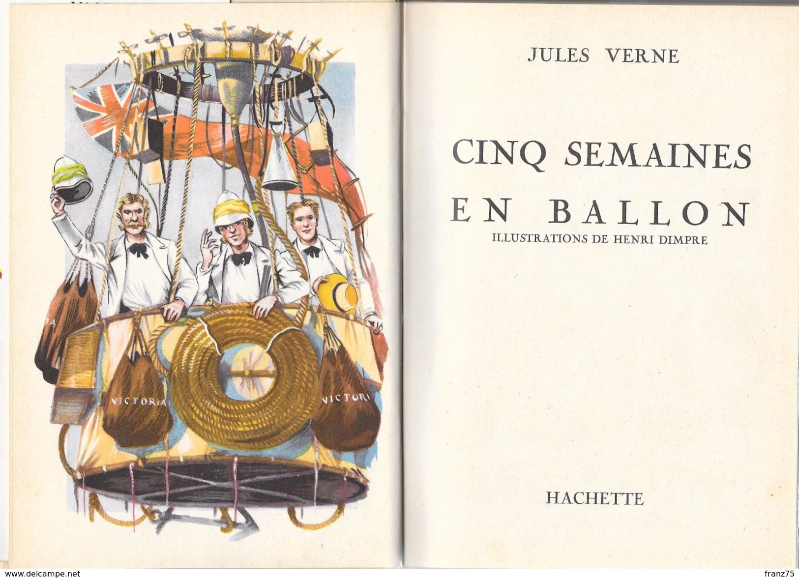 Cinq Semaines En Ballon-Jules VERNE-Hachette-1951(scans)-BE/TBE - Ideal Bibliotheque