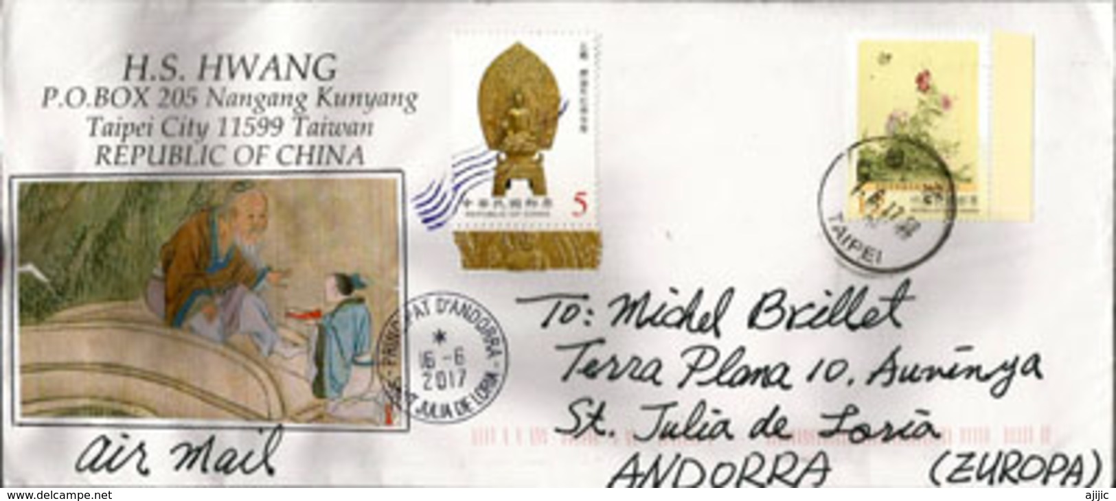 Belle Lettre De Taipei City, Adressée En ANDORRA, Avec Timbre à Date Arrivée - Briefe U. Dokumente