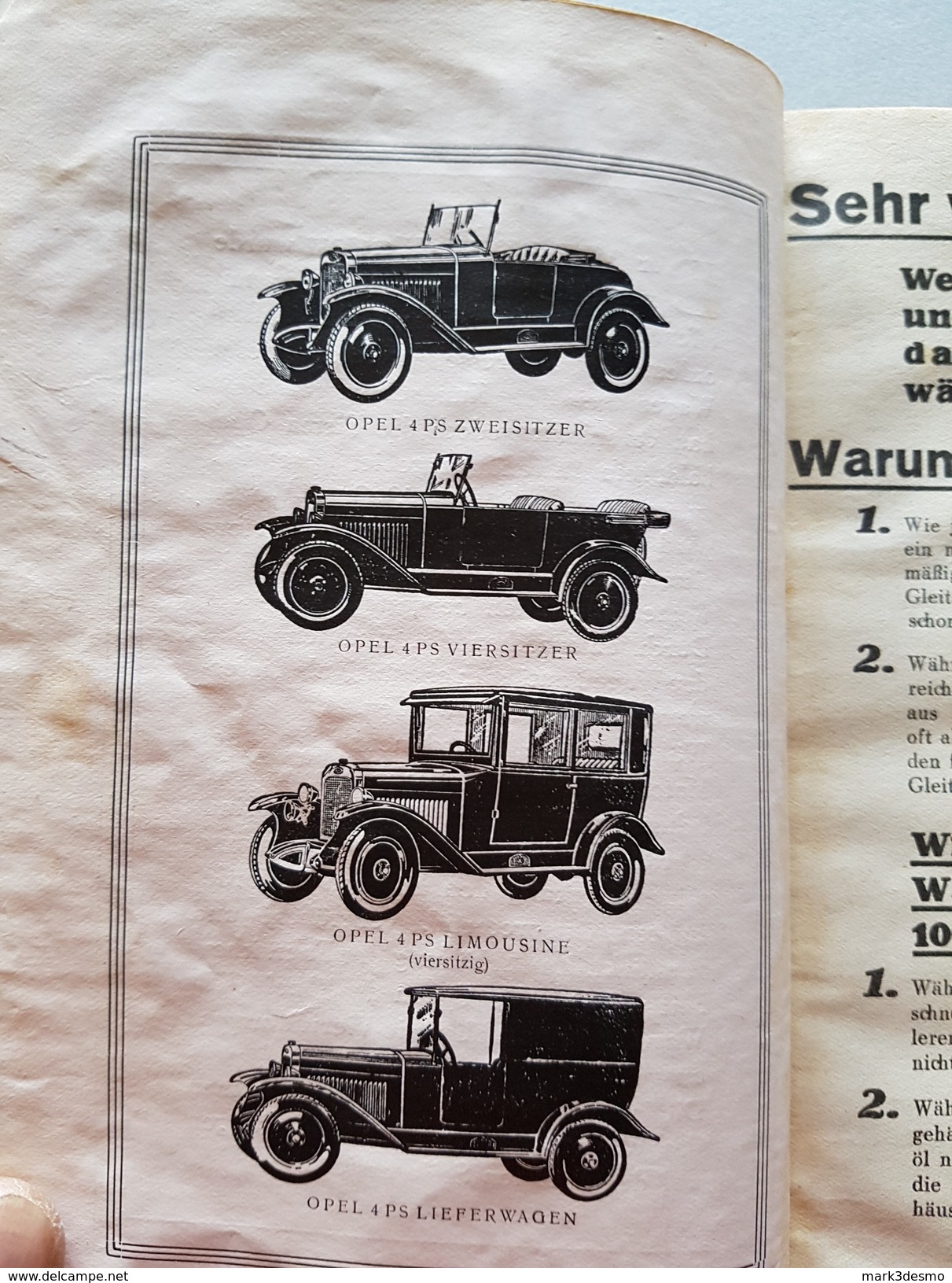 4) Opel 4 PS 1927 Original Betriebsanleitung - Owner's Manual - Shop-Manuals