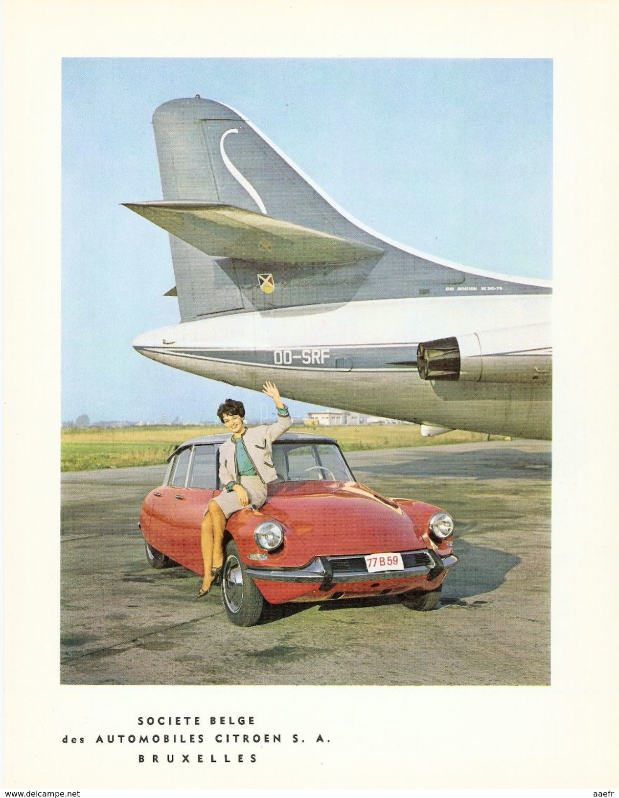 Publicité Citroën DS 19 Et Avion Caravelle Sabena - 1963 - Voitures