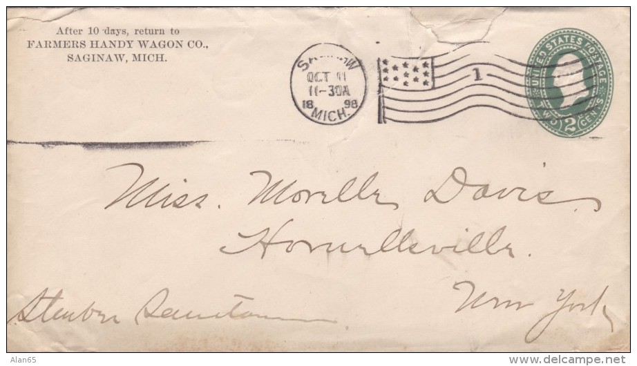 Sc#U311a 2-cent Washington Dark Green Color 1898 Postal Stationery Cover - ...-1900