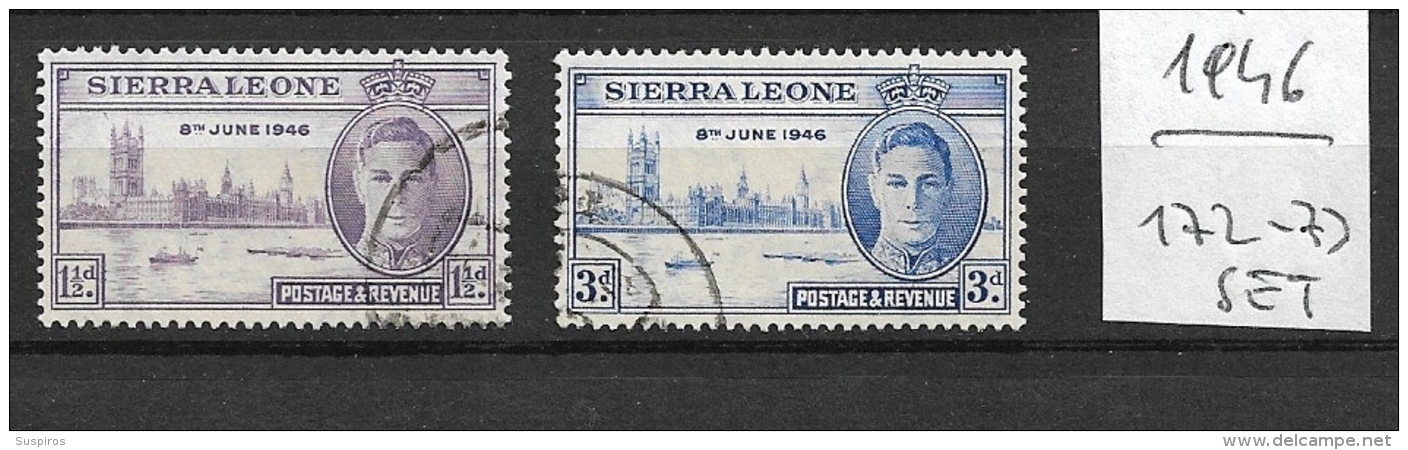 SIERRA LEONE       1946 End Of World War II  YV. 172-173   USED - Sierra Leone (...-1960)