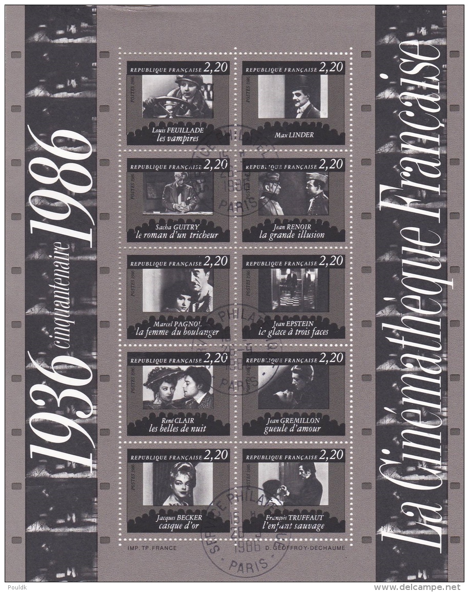 France 1986 Le Cinematheque Francaise  Souvenir Sheet - Used - Bowed In Top (tiny)  (H25) - Cinema