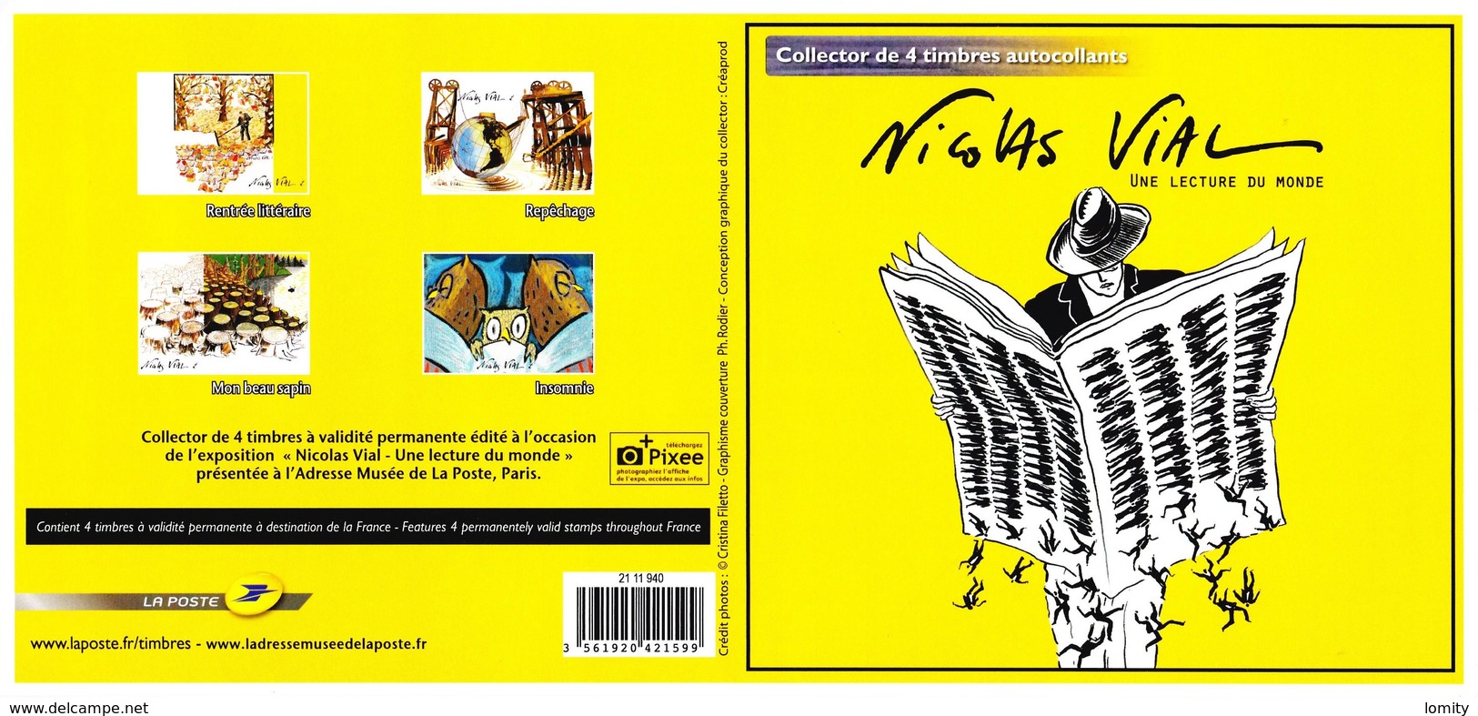 Collector 2011 N° 117 Nicolas Vial Une Lecture Du Monde 4 Timbres Adhésif Lettre Prioritaire Non Plié - Collectors