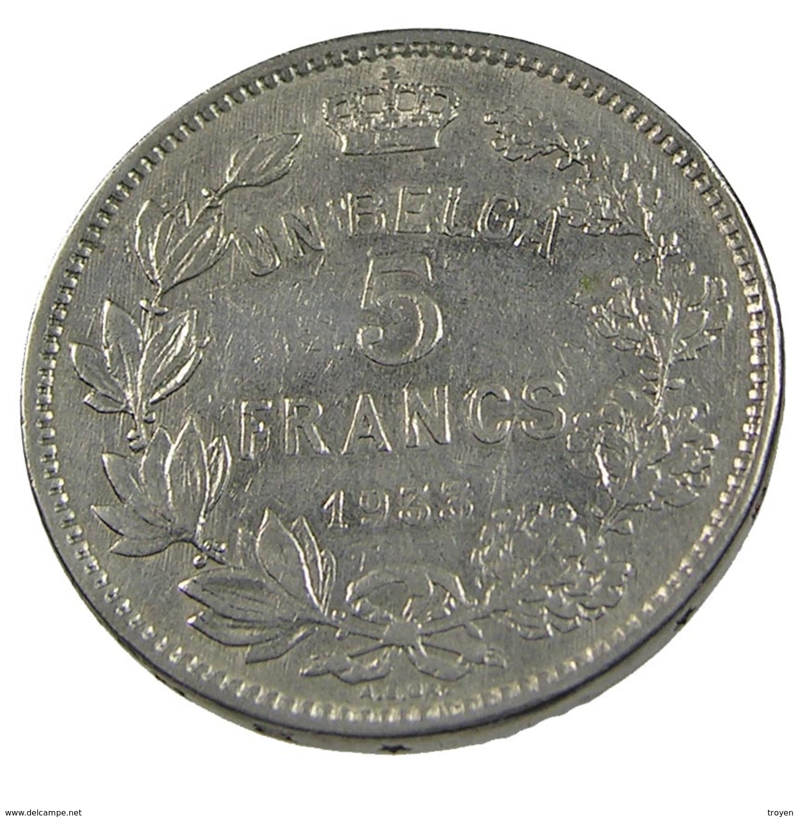 5 Francs - Belgique - 1933 - Ni.  - TB+ - - 5 Francs & 1 Belga