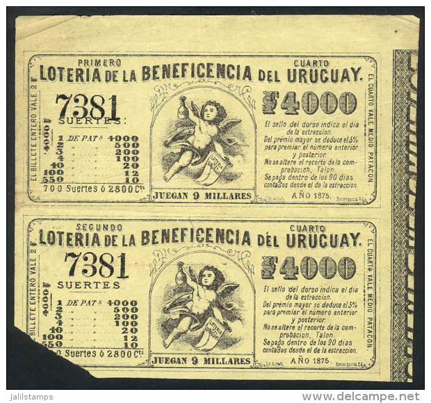 Pair Of Lottery Tickets Of The Year 1875, The Top One Of VF Quality, Rare! - Ohne Zuordnung