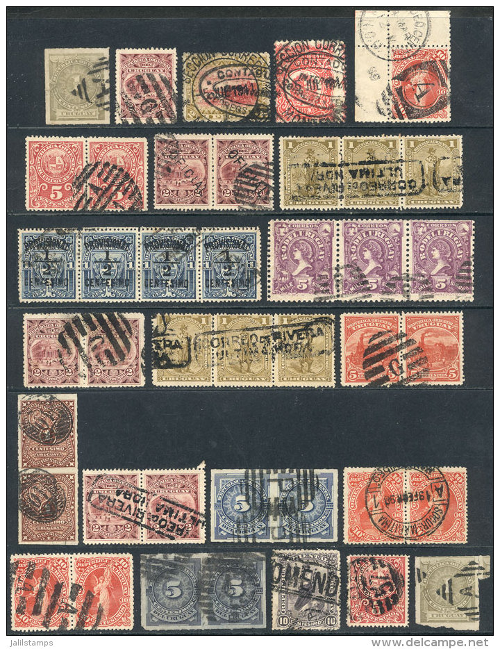 Lot Of Several Dozens Old Stamps, With Many Interesting Cancels, VF Quality!! - Uruguay