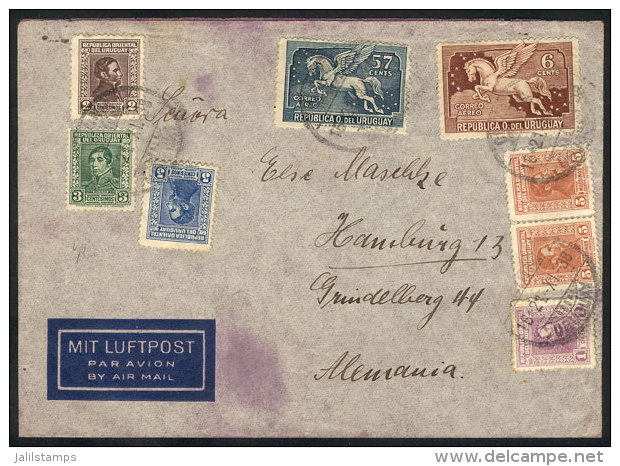 Airmail Cover Sent From Montevideo To Germany On 21/NO/1938 Via AIR FRANCE, With Transit Backstamp Of LE BOURGUET,... - Uruguay