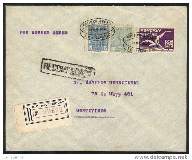 26/MAR/1926 Montevideo - Rocha: Registered Airmail Cover With Special Postmark, Excellent Quality! - Uruguay