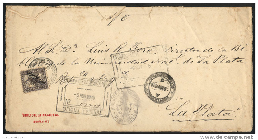 Cover Sent By The National Library Of Montevideo To La Plata (Argentina) On 8/NO/1906, Franked With OFFICIAL Stamp... - Uruguay