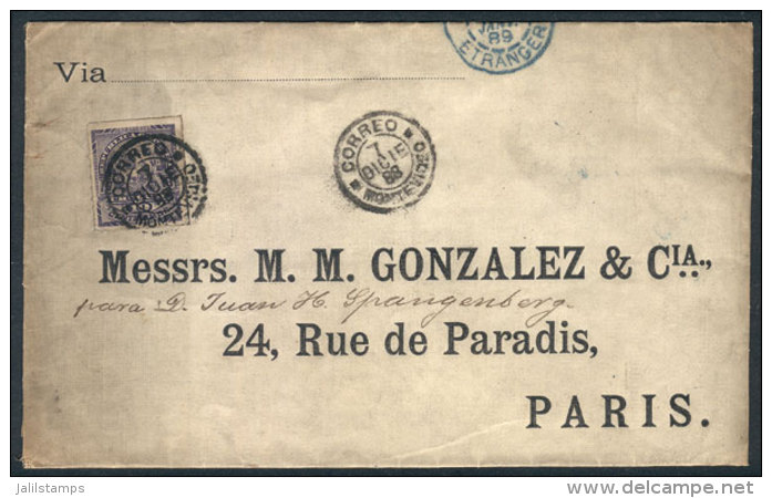Cover Franked With 10c. Violet Of 1888 (Sc.72), Sent From Montevideo To Paris On 7/DE/1888, With Genova Transit... - Uruguay