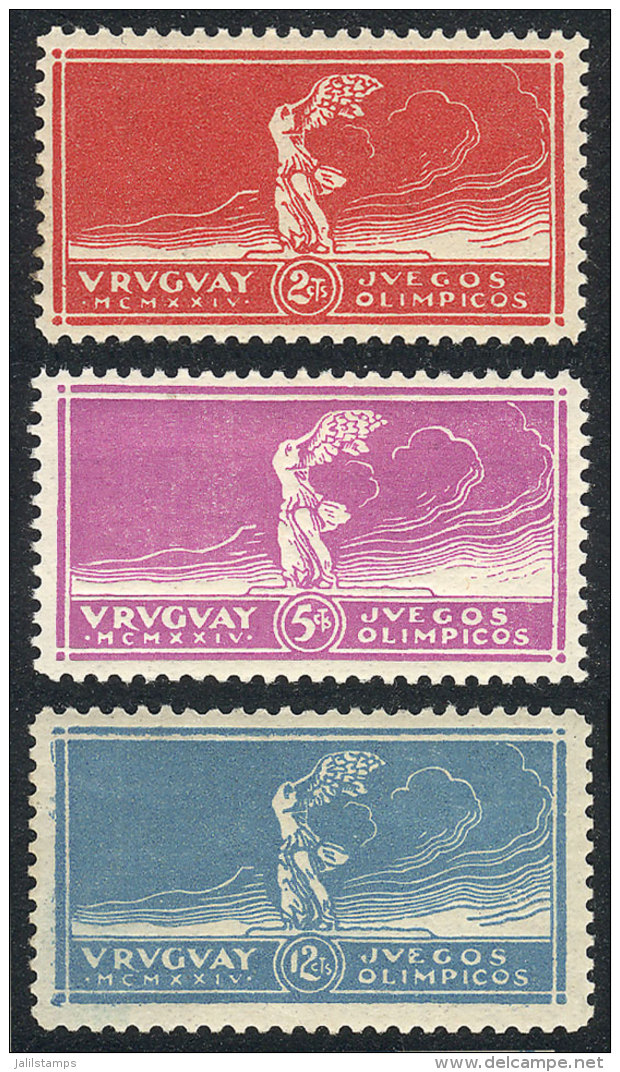 Yv.281/283, 1924 Football/soccer, Compl. Set Of 3 Values, Mint Very Lightly Hinged, Excellent Quality, Catalog... - Uruguay