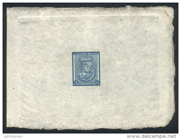 Yvert 30, 1866 5c. Blue, Die Essay Printed On Thin Paper, Unadopted Design, Superb! - Uruguay