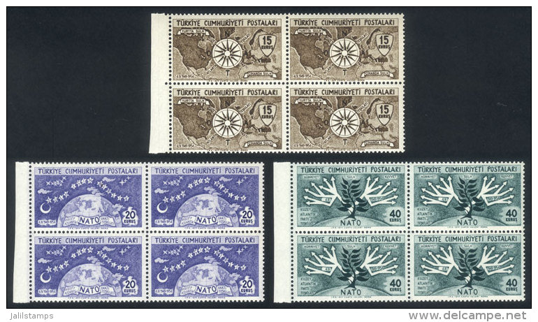 Yv.1212/4, 1954 NATO, Complete Set Of 3 Values In Superb BLOCKS OF 4! - Andere & Zonder Classificatie