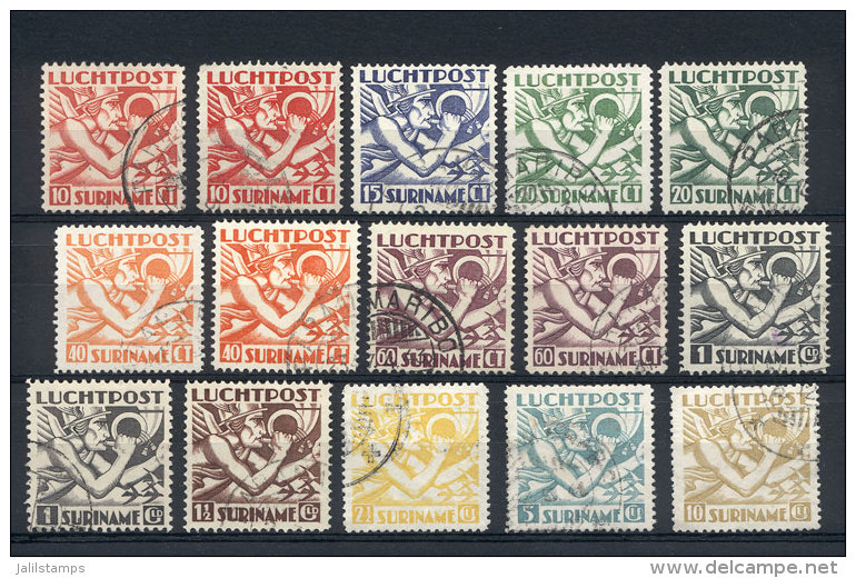 Yvert A.1/10 + 1a,3a,4a,5a,6a, 1930/41 Complete Set Of 15 Values, VF Quality, Catalog Value Euros 460. - Suriname