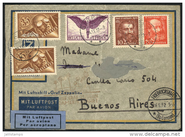ZEPPELIN: Cover Sent From Glarus To Argentina On 24/SE/1932, With Special Mark Of The Flight And Friedrichshafen... - Other & Unclassified