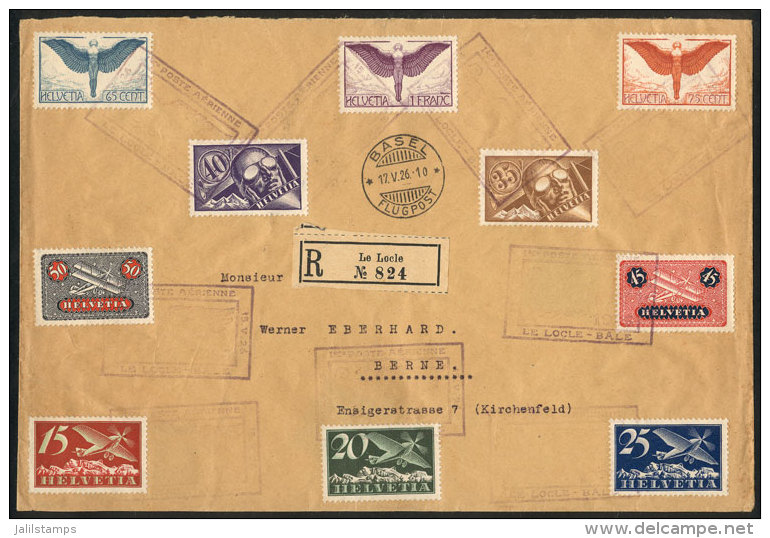 15/MAY/1926 LE LOCLE - BASEL: First Flight, Registered Cover With Final Destination Bern (arrival Backstamp Of... - Andere & Zonder Classificatie