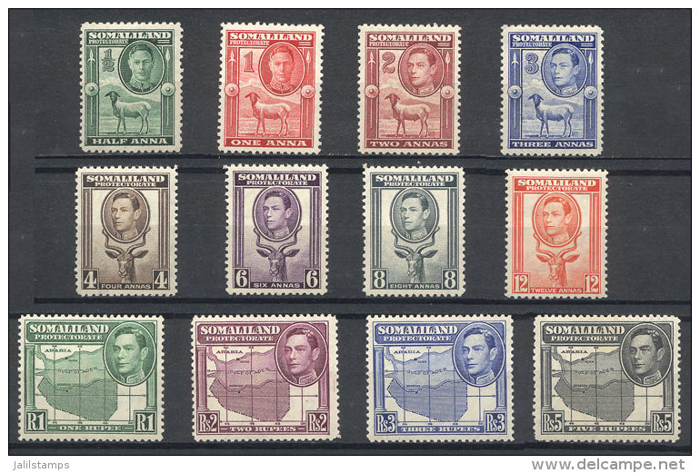 Sc.84/95, 1938 Animals And Map, Complete Set Of 12 Mint Values, VF Quality. - Somalia