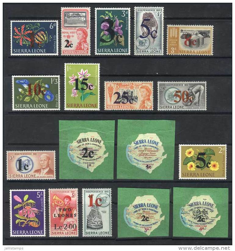 Sc. 271/9 + 280/5 + 286/99, 1964 And 1965, 3 Sets Of Surcharged Stamps, Never Hinged, Very Fine Quality. - Sierra Leona (1961-...)