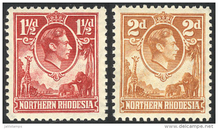 Sc.29 + 31, 1938 George VI And Wild Animals, The 2 Key Values Of The Set, Never Hinged, Excellent Quality. - Noord-Rhodesië (...-1963)